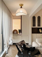 Sona Contemporary Fabric & Wood Ceiling Light