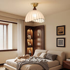 Sona Contemporary Fabric & Wood Ceiling Light