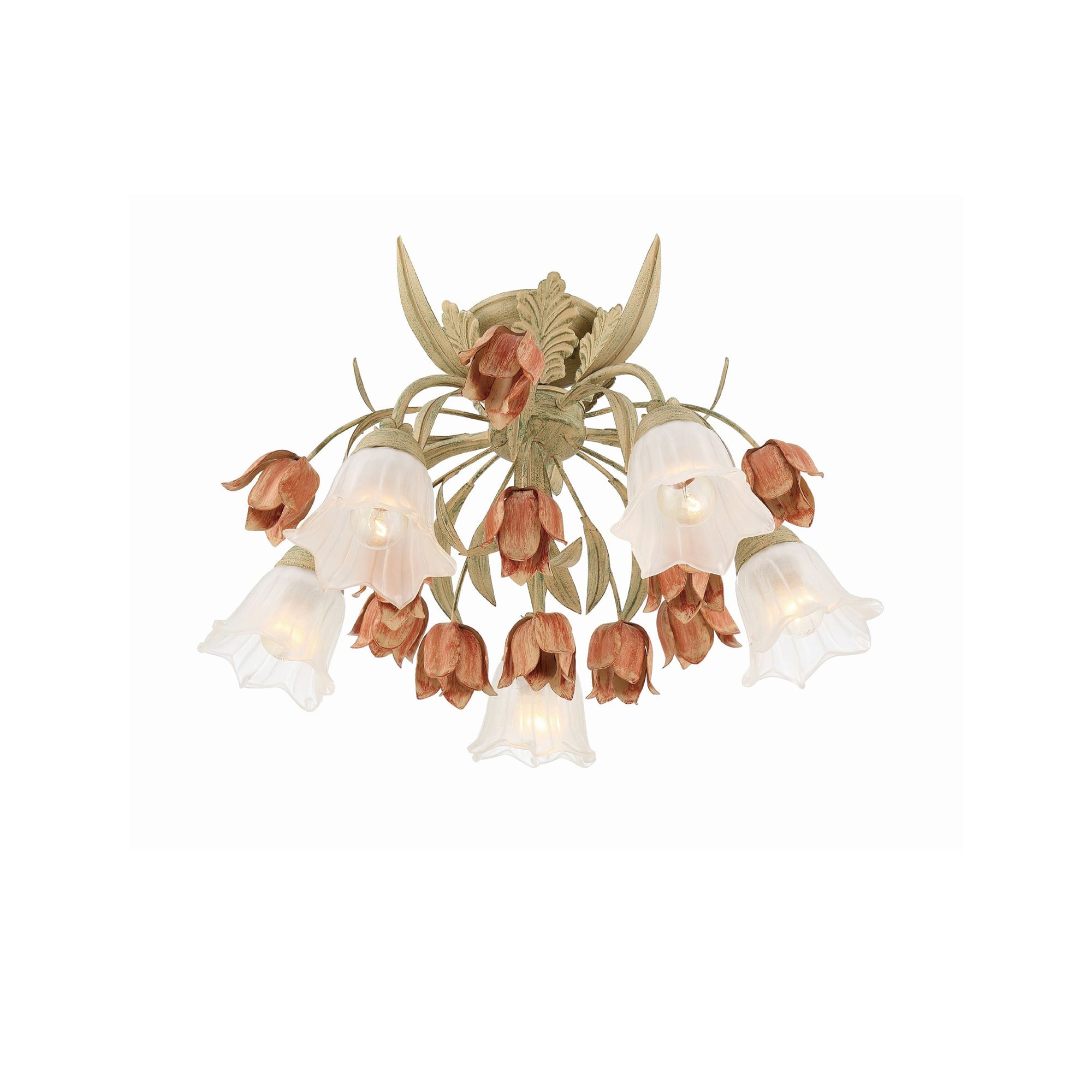 Veshael Elegance Art Sage Rose Glass Ceiling Lamp
