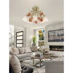 Veshael Elegance Art Sage Rose Glass Ceiling Lamp