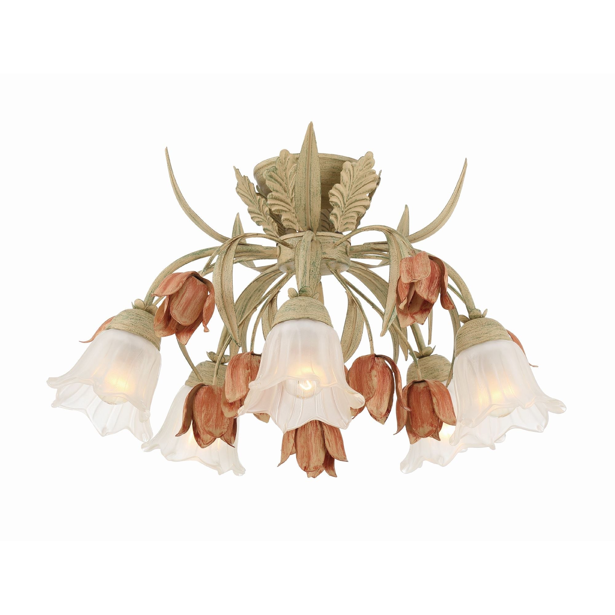 Veshael Elegance Art Sage Rose Glass Ceiling Lamp
