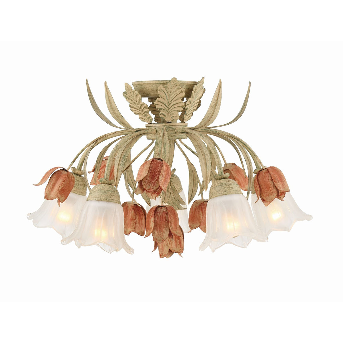 Veshael Elegance Art Sage Rose Glass Ceiling Lamp