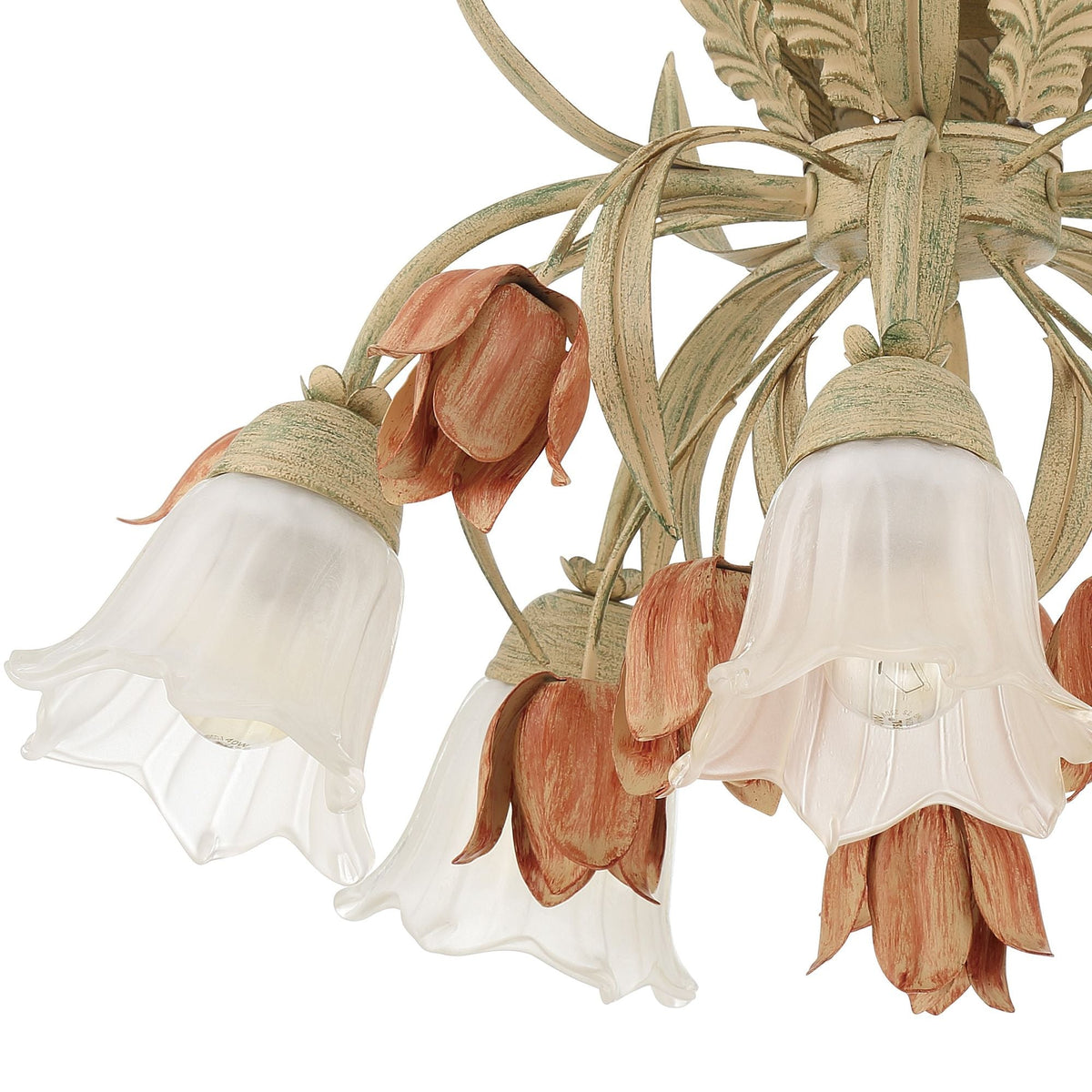 Veshael Elegance Art Sage Rose Glass Ceiling Lamp