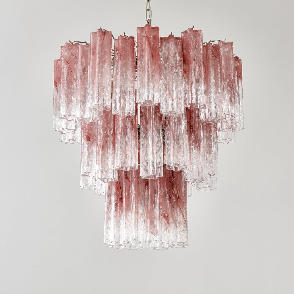 Aurora Chandelier Pink Glass Tubes Layered Modern