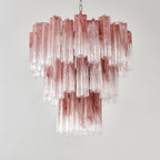 Aurora Chandelier Pink Glass Tubes Layered Modern