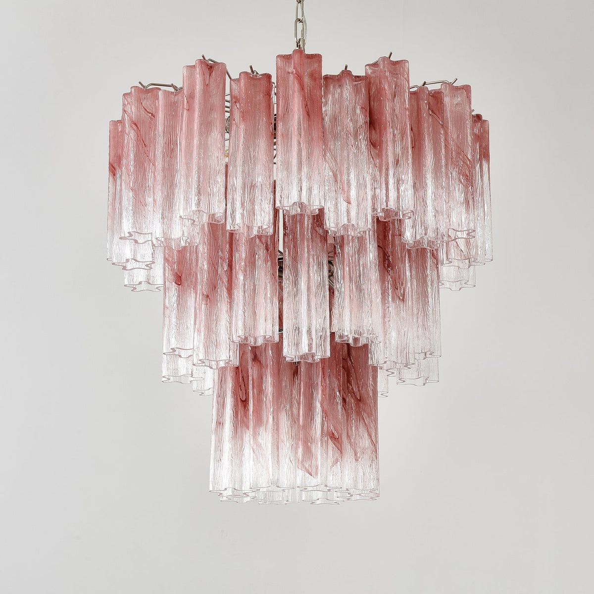 Aurora Chandelier Pink Glass Tubes Layered Modern