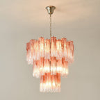 Aurora Chandelier Pink Glass Tubes Layered Modern