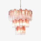 Aurora Chandelier Pink Glass Tubes Layered Modern