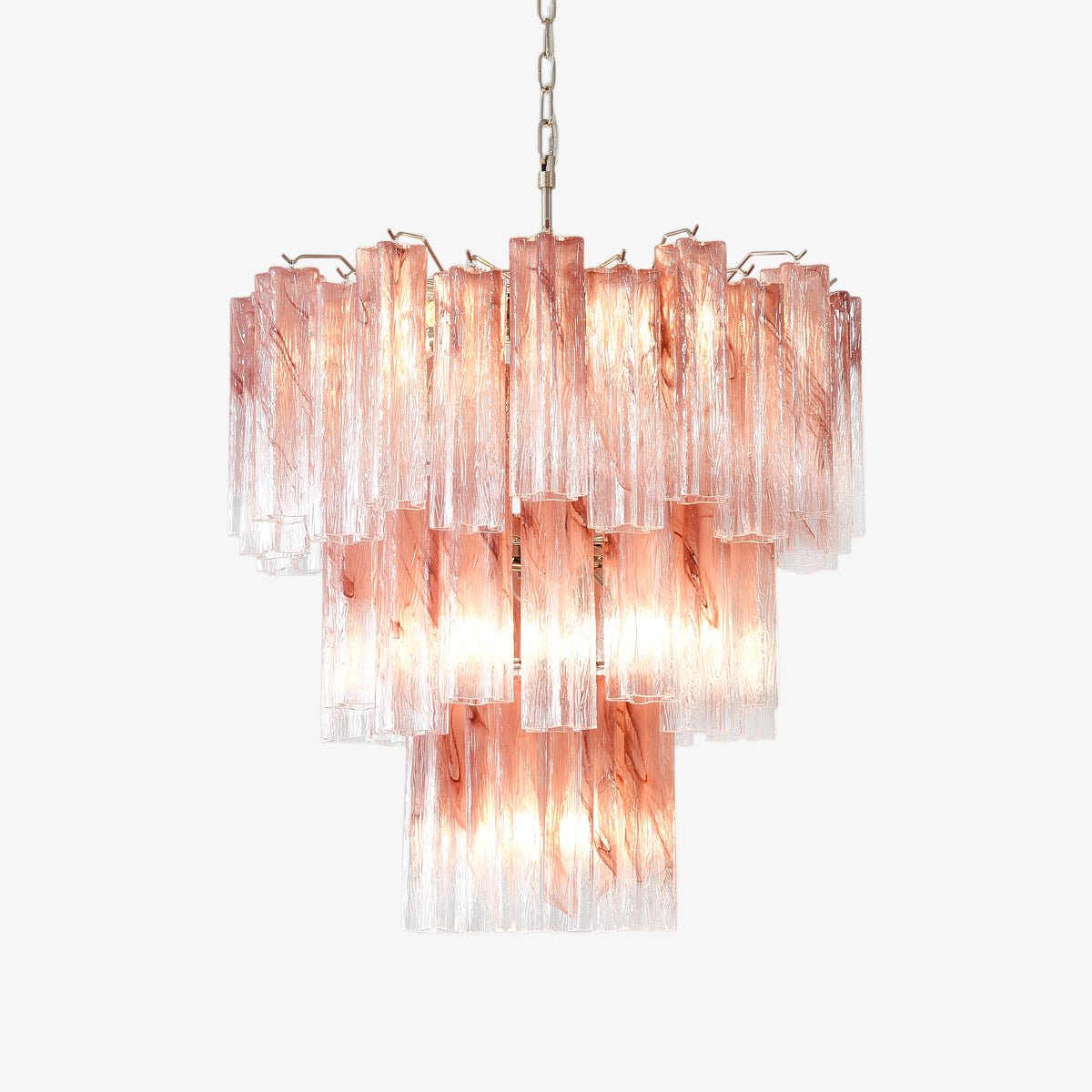 Aurora Chandelier Pink Glass Tubes Layered Modern
