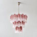 Aurora Chandelier Pink Glass Tubes Layered Modern