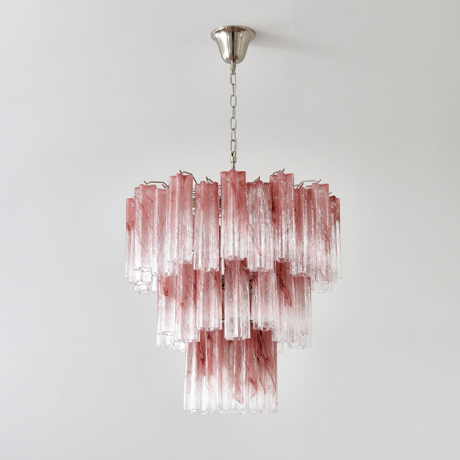 Aurora Chandelier Pink Glass Tubes Layered Modern