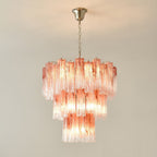 Aurora Chandelier Pink Glass Tubes Layered Modern