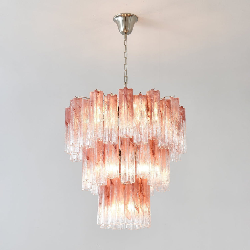 Aurora Chandelier Pink Glass Tubes Layered Modern