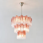 Aurora Chandelier Pink Glass Tubes Layered Modern