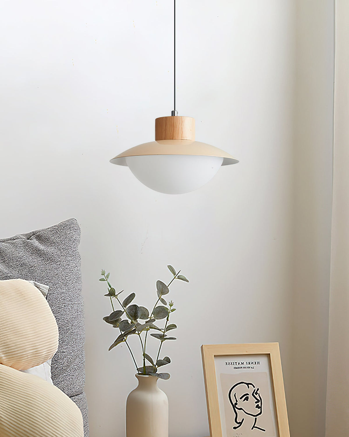 Pendant Lamp and Wood PE Shade Dome Shape Minimalist