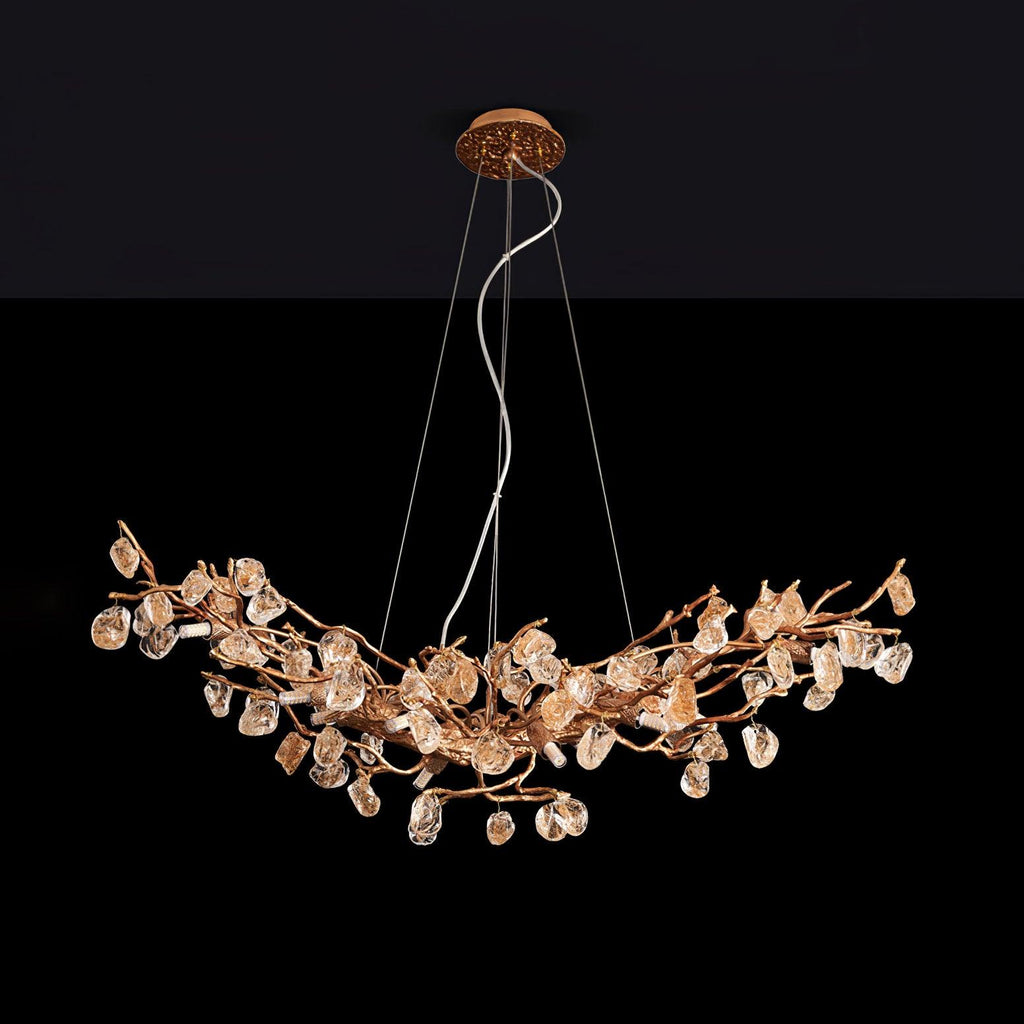 Arborea Brass Branch Crystal Chandelier