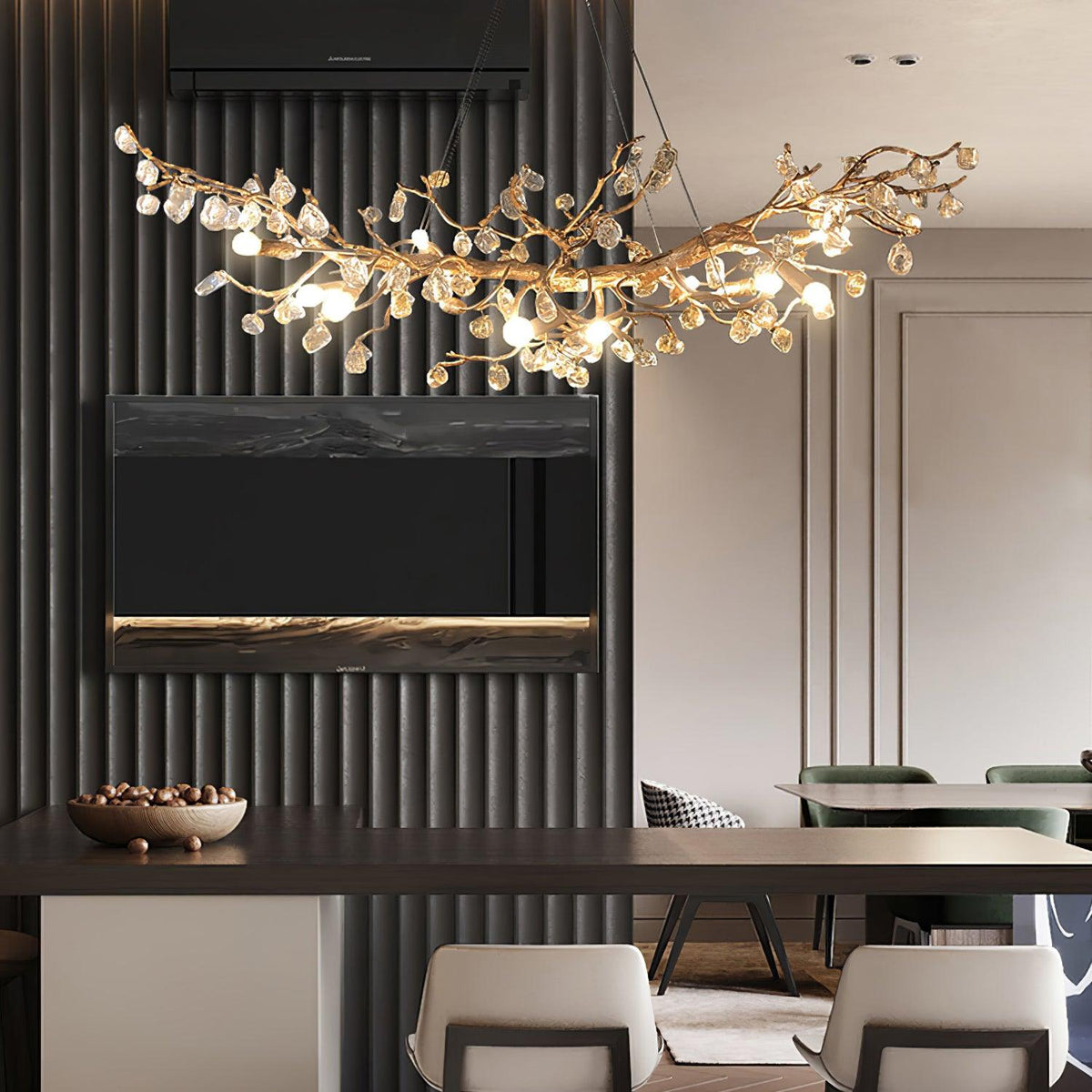 Arborea Brass Branch Crystal Chandelier