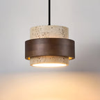 Cumirora Layered Cylinder Travertine Pendant Light