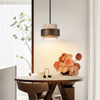 Cumirora Layered Cylinder Travertine Pendant Light
