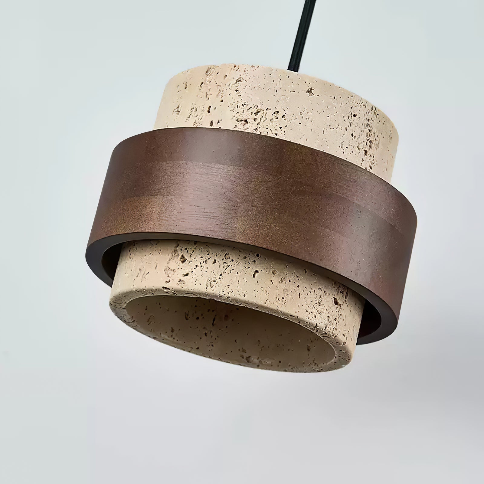 Cumirora Layered Cylinder Travertine Pendant Light