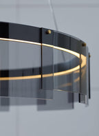 Lustra Chandelier LED Ring Black Glass Modern