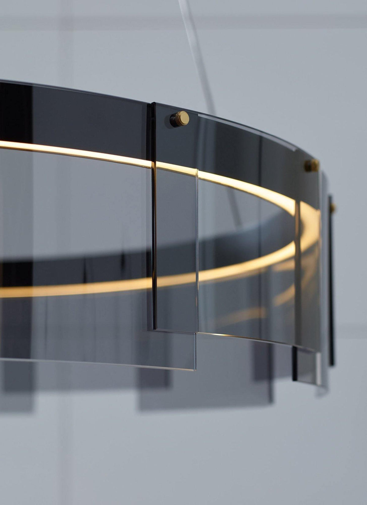 Lustra Chandelier LED Ring Black Glass Modern