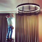 Lustra Chandelier LED Ring Black Glass Modern