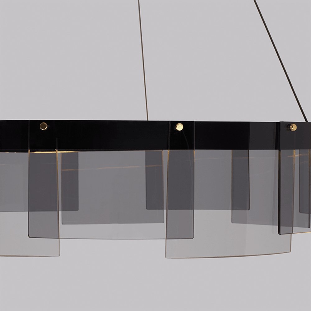 Lustra Chandelier LED Ring Black Glass Modern