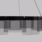 Lustra Chandelier LED Ring Black Glass Modern