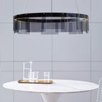 Lustra Chandelier LED Ring Black Glass Modern