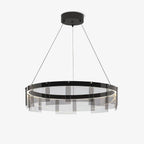 Lustra Chandelier LED Ring Black Glass Modern