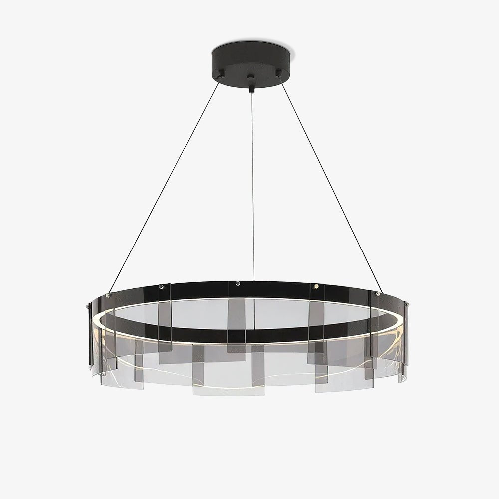 Lustra Chandelier LED Ring Black Glass Modern