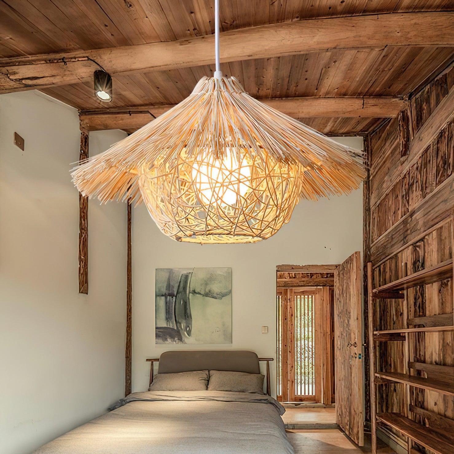 Catala Straw Hat Rattan Pendant Light