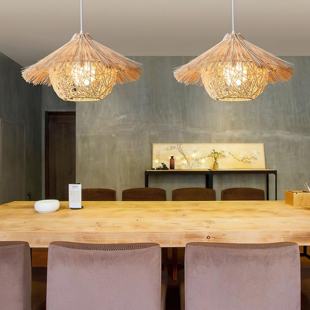 Catala Straw Hat Rattan Pendant Light