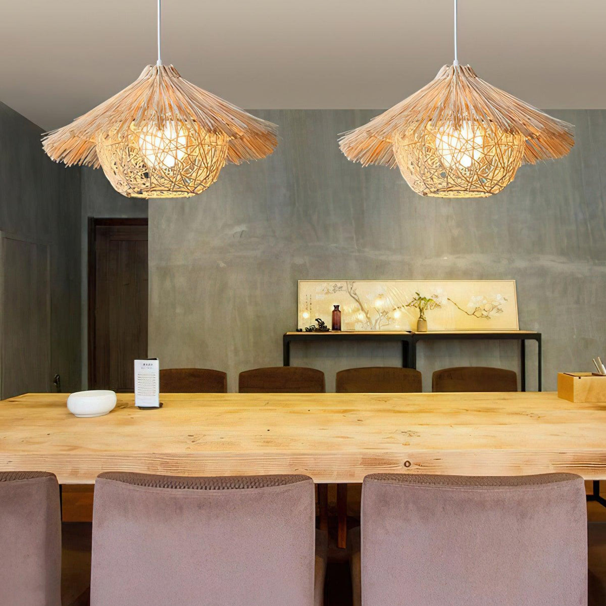 Catala Straw Hat Rattan Pendant Light