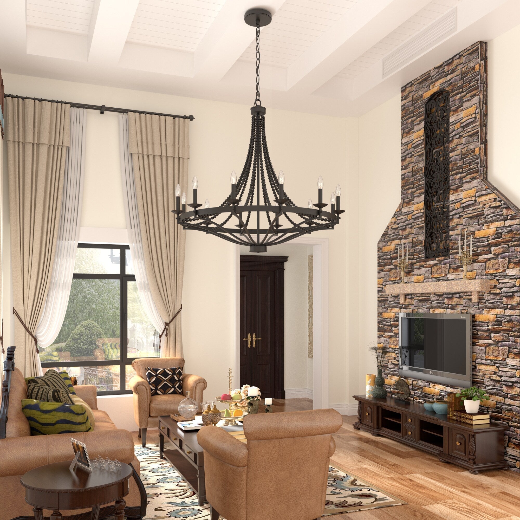 Isoren Vintage Industrial Wooden Chandelier