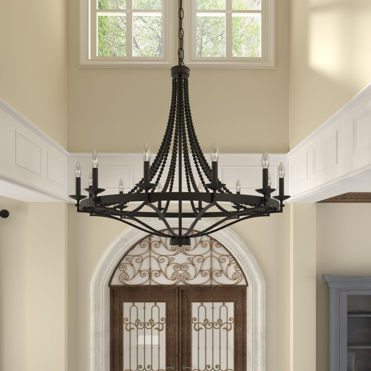 Isoren Vintage Industrial Wooden Chandelier