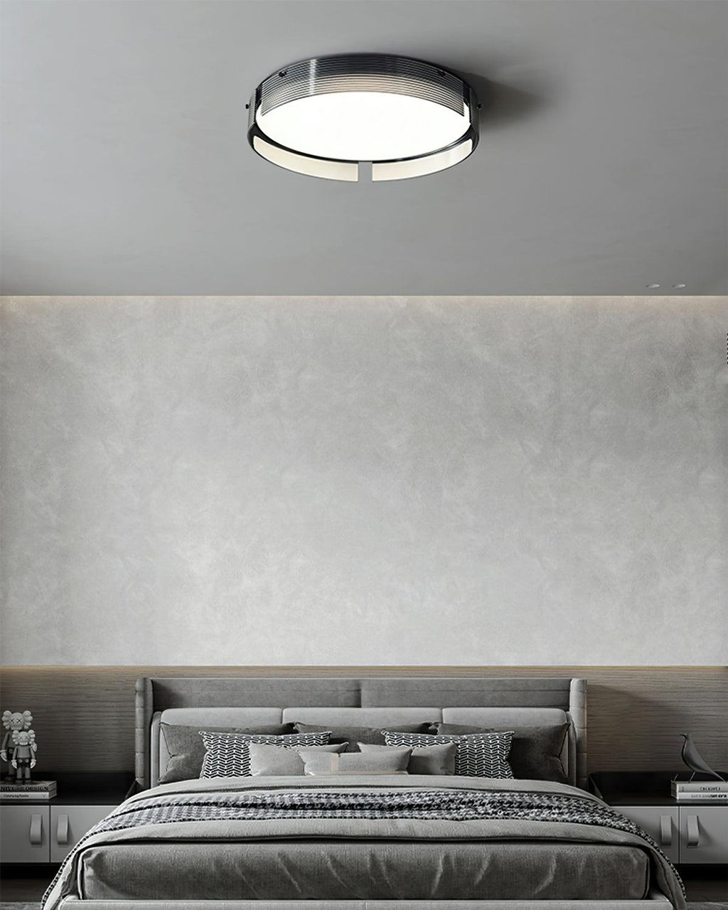 Stripe Brass Ceiling Lamp Circular Frame Modern Bedroom