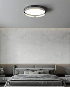 Stripe Brass Ceiling Lamp Circular Frame Modern Bedroom