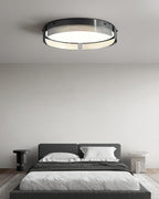 Stripe Brass Ceiling Lamp Circular Frame Modern Bedroom