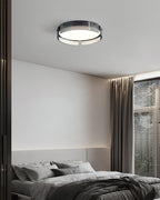 Stripe Brass Ceiling Lamp Circular Frame Modern Bedroom
