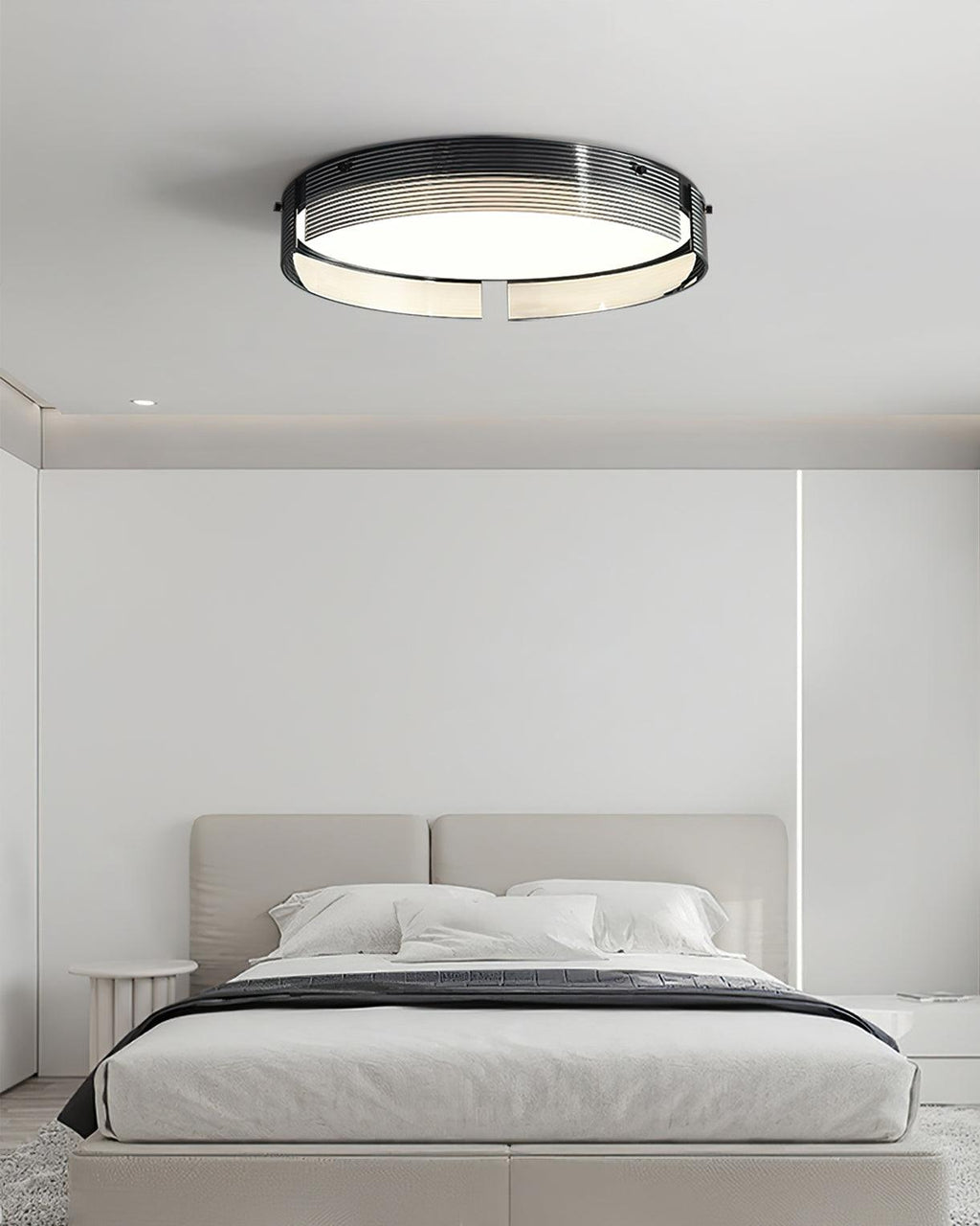 Stripe Brass Ceiling Lamp Circular Frame Modern Bedroom