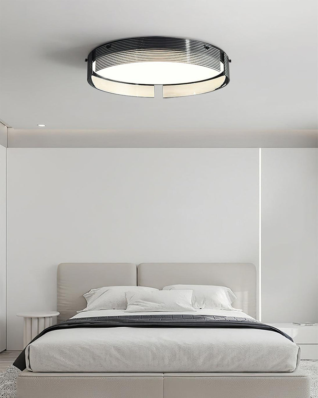 Stripe Brass Ceiling Lamp Circular Frame Modern Bedroom