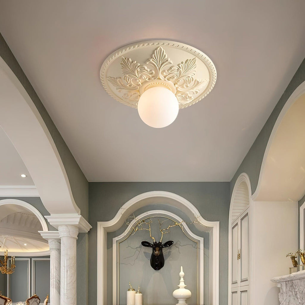 Ceiling Light Resin Canopy Glass Globe Classic Ornate