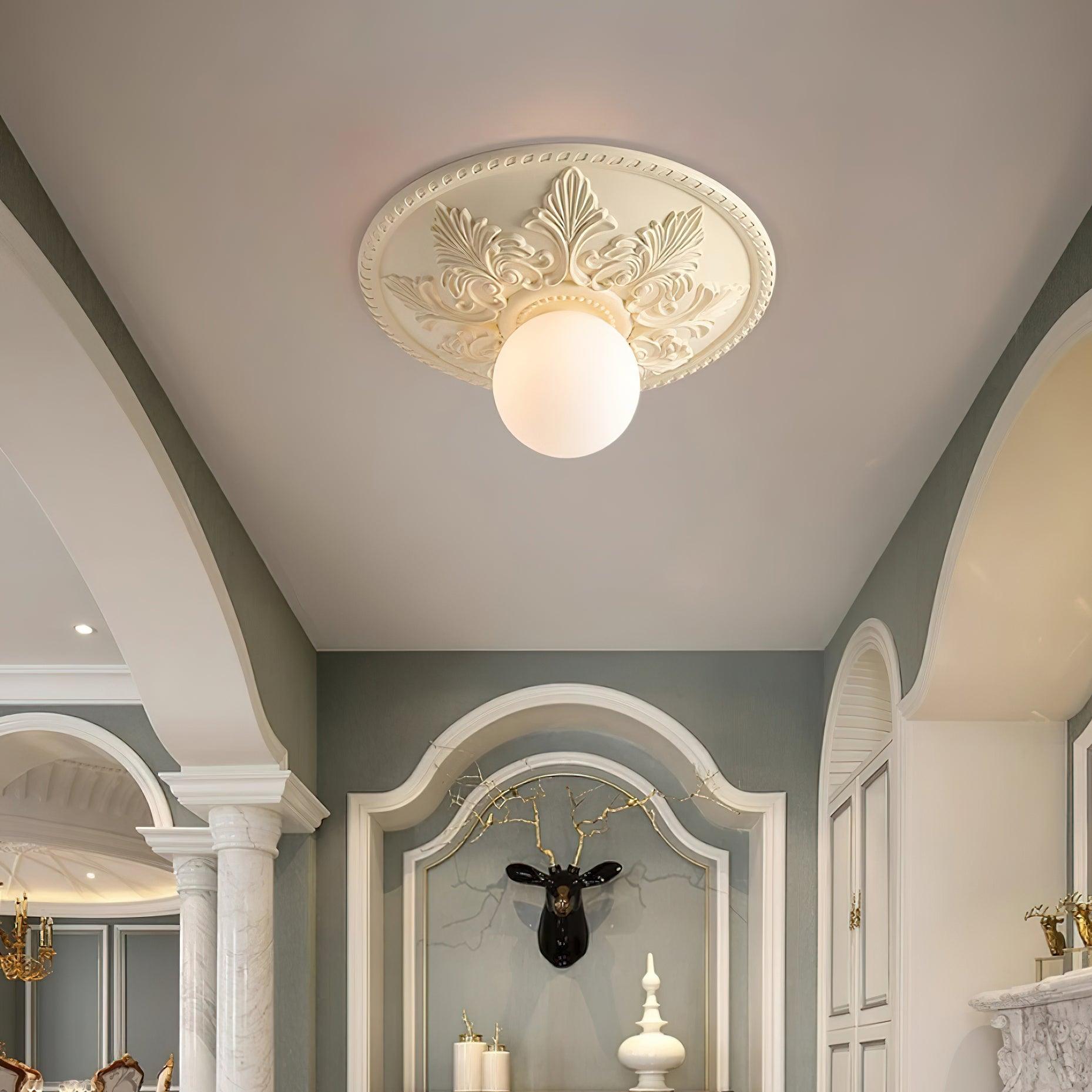 Ceiling Light Resin Canopy Glass Globe Classic Ornate