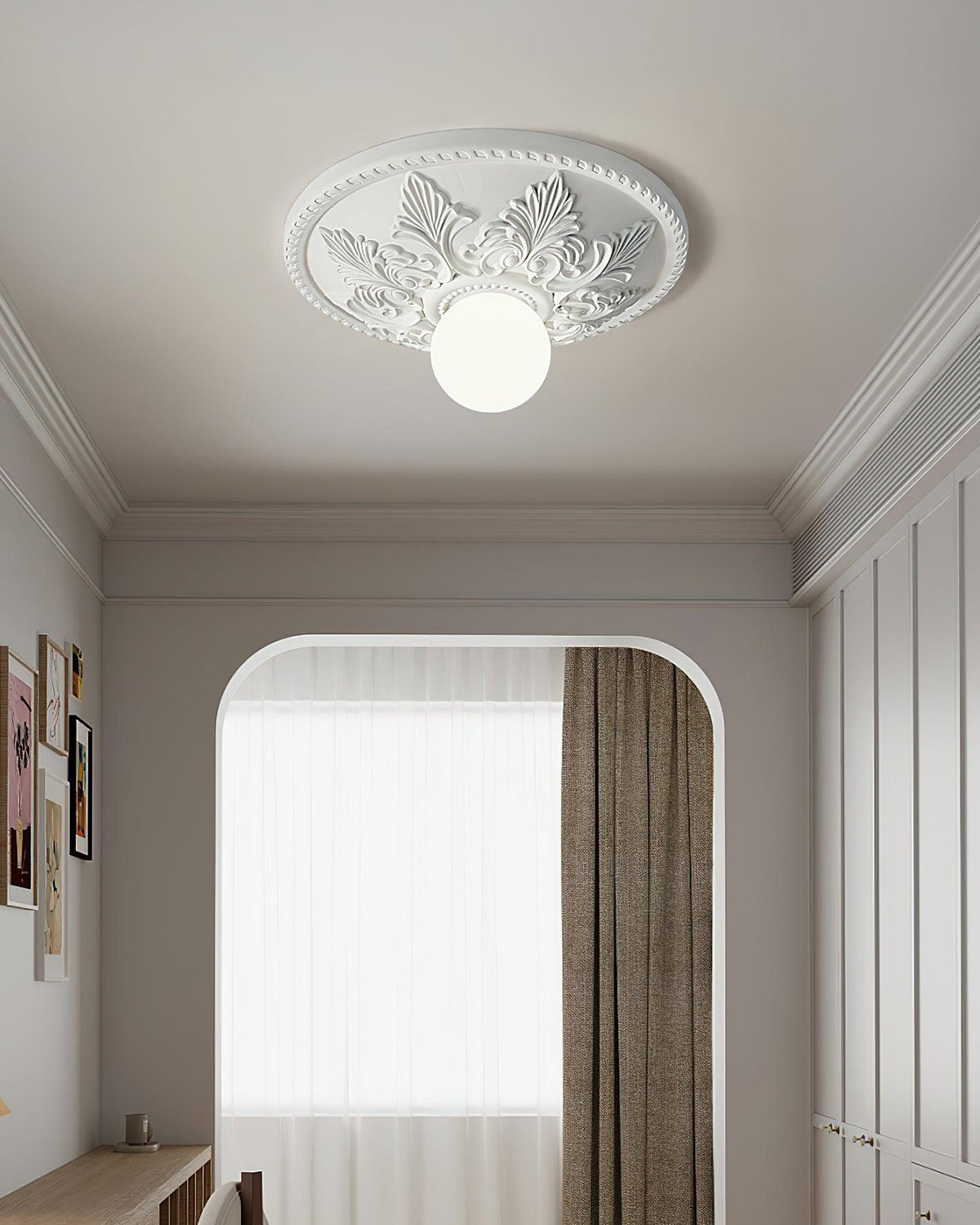 Ceiling Light Resin Canopy Glass Globe Classic Ornate