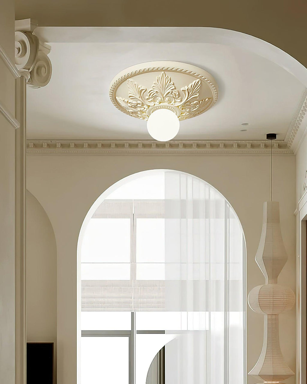 Ceiling Light Resin Canopy Glass Globe Classic Ornate