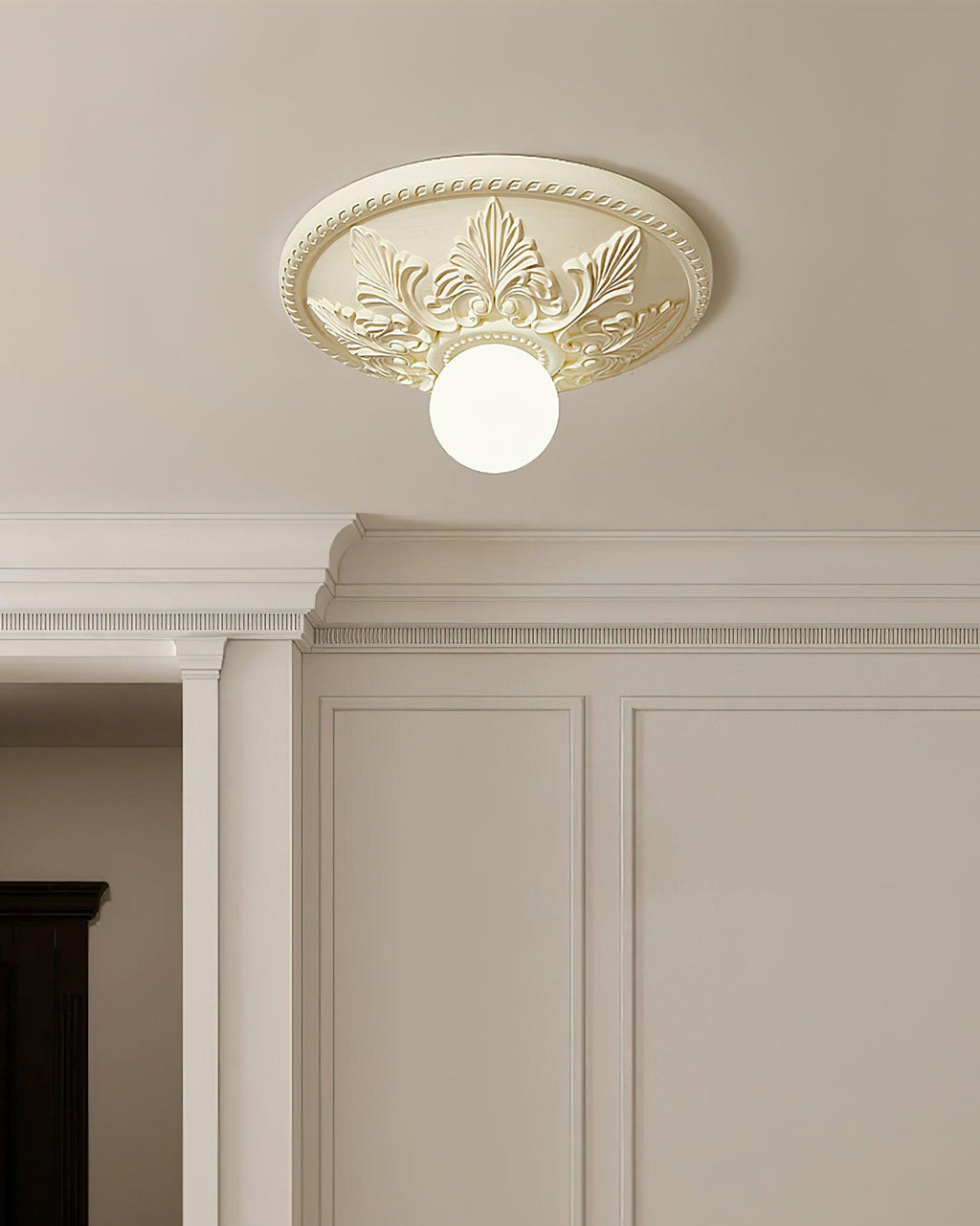 Ceiling Light Resin Canopy Glass Globe Classic Ornate