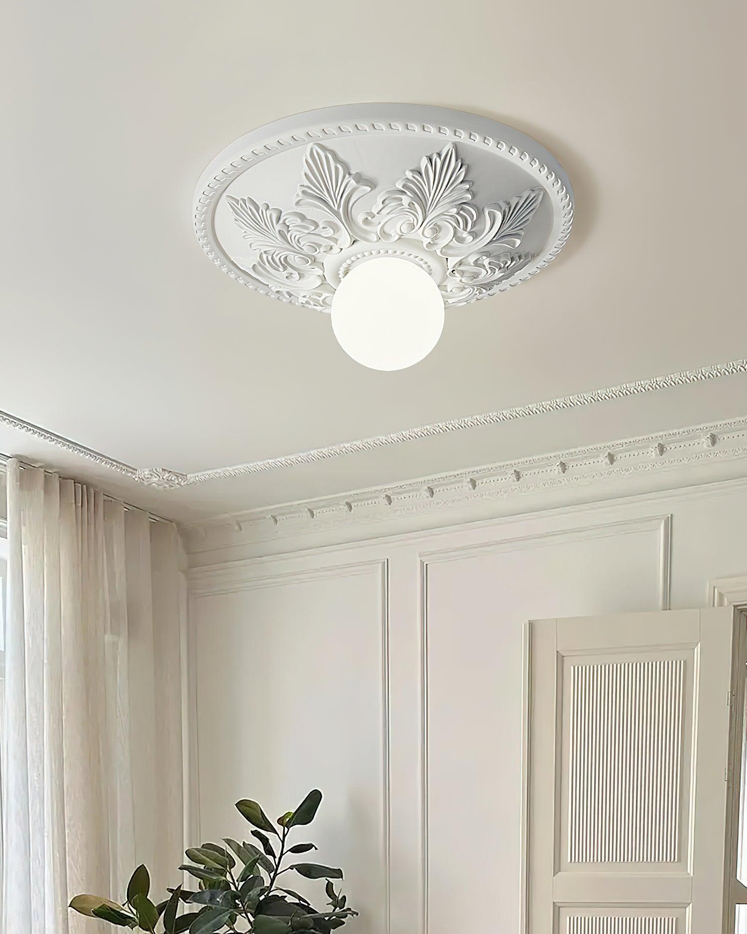 Ceiling Light Resin Canopy Glass Globe Classic Ornate