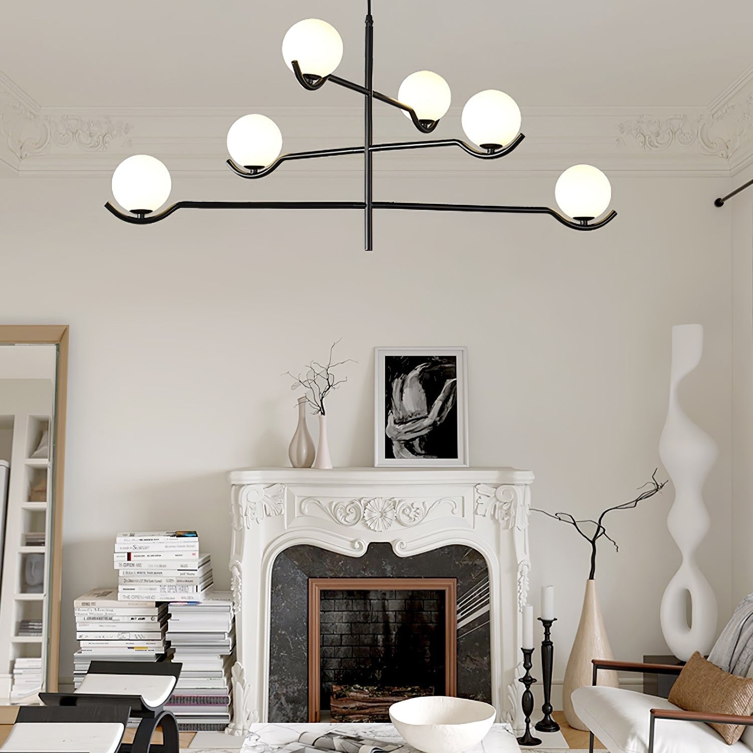 Fayno White Globe Chandelier